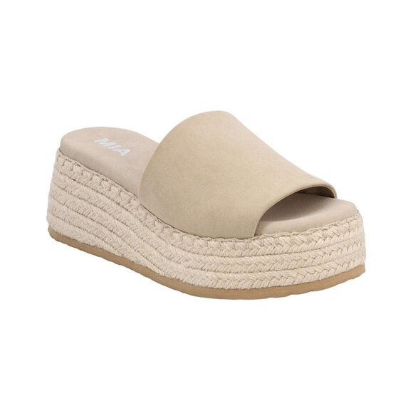 NWT MIA Womens Freyja Slip-On Wedge Sandals GS1571409 Sand Brown 7.5M - Picture 1 of 11